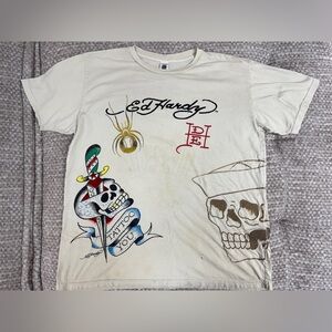 Ed Hardy by Christian Audigier T-shirt Skull Sailor Spider XL Rare